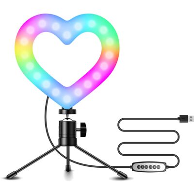OEM Lumière Led Rgb 6 Pouces En Forme De Cœur, Dimmable, Avec Rotule Flexible Et Trépied (usb) - Publicité OEM Lumière Led Rgb 6 Pouces En Forme De Cœur, Dimmable, Avec Rotule Flexible Et Trépied (usb) - Publicité