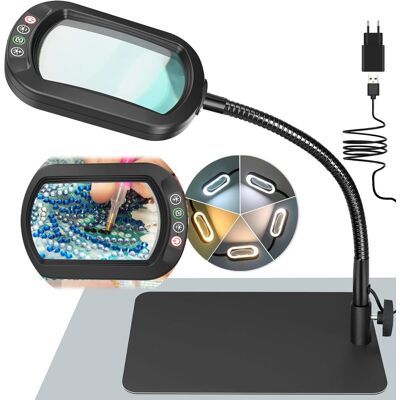 OEM 10x Rectangulaire Lampe Loupe Sur Pied, Led Lampe De Bureau Loupe Eclairante, 5 Modes De Couleur, Intensité Variable En Continu, Loupe Flexible À Col De Cygne Pour Lecture Artisanat Réparation - Publicité OEM 10x Rectangulaire Lampe Loupe Sur Pied, Led Lampe De Bureau Loupe Eclairante, 5 Modes De Couleur, Intensité Variable En Continu, Loupe Flexible À Col De Cygne Pour Lecture Artisanat Réparation - Publicité