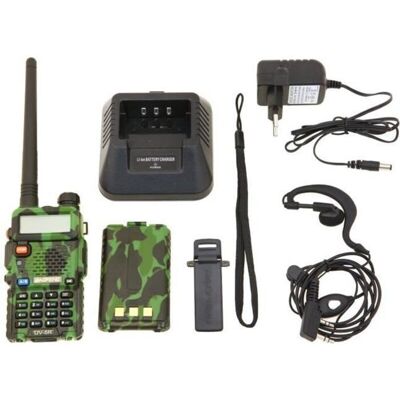 OEM Uv-5r Talkie-walkie Fm Radio Vhf/uhf Avec Double Bande, Affichage, Veille Et Horloge Intégrée (casque Ajouté, Camouflage) - Publicité OEM Uv-5r Talkie-walkie Fm Radio Vhf/uhf Avec Double Bande, Affichage, Veille Et Horloge Intégrée (casque Ajouté, Camouflage) - Publicité