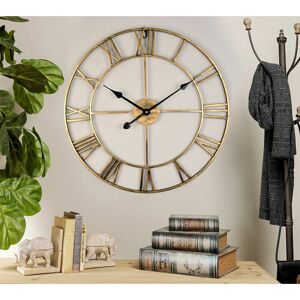 OEM Vurahome - Grande Horloge Murale Ronde En Métal De Style Vintage Horloges De Salon À Chiffres Romains Noirs À Piles Sans Tic-tac , Or - Publicité OEM Vurahome - Grande Horloge Murale Ronde En Métal De Style Vintage Horloges De Salon À Chiffres Romains Noirs À Piles Sans Tic-tac , Or - Publicité