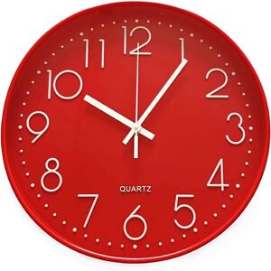 LINGHHANG Horloge 30cm Murale Ronde Silencieuse Moderne Horloge Murale À Quartz Sans Tic-tac Pour Chambre À Coucher Salon Bureau Salle De Classe, Rouge - Publicité LINGHHANG Horloge 30cm Murale Ronde Silencieuse Moderne Horloge Murale À Quartz Sans Tic-tac Pour Chambre À Coucher Salon Bureau Salle De Classe, Rouge - Publicité