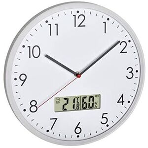 TFA Dostmann Horloge murale analogique avec thermomètre et hygromètre numériques pour le contrôle du climat ambiant, verre transparent, 310 x 55 x 340 mm - Tfa - Publicité