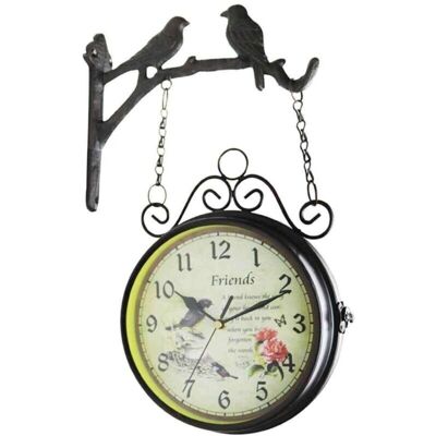 HEXOUTILS Horloge Murale Double Face Style Rural Européen Antique En Fer - Silencieuse, Design Noir - Pour Jardin, Couloir Ou Extérieur - Ambiance Vintage - Publicité HEXOUTILS Horloge Murale Double Face Style Rural Européen Antique En Fer - Silencieuse, Design Noir - Pour Jardin, Couloir Ou Extérieur - Ambiance Vintage - Publicité