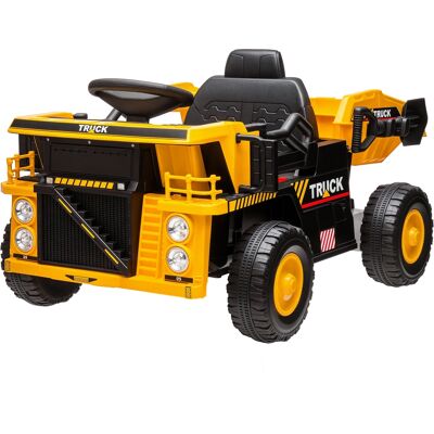 ARRIGONI Camion Pour Enfants 3-5 Ans Avec Moteur 12v Voiture Electrique Avec Musique Phares Et Roues A Suspensions Jaune - Publicité ARRIGONI Camion Pour Enfants 3-5 Ans Avec Moteur 12v Voiture Electrique Avec Musique Phares Et Roues A Suspensions Jaune - Publicité