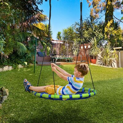 OEM Balançoire Nid Pour Enfants À Hauteur Réglable, Balançoire Ronde Pour Arbres À Partir De 3 Ans, Ø100 X 120-180 Cm, Bleue Et Verte - Publicité OEM Balançoire Nid Pour Enfants À Hauteur Réglable, Balançoire Ronde Pour Arbres À Partir De 3 Ans, Ø100 X 120-180 Cm, Bleue Et Verte - Publicité