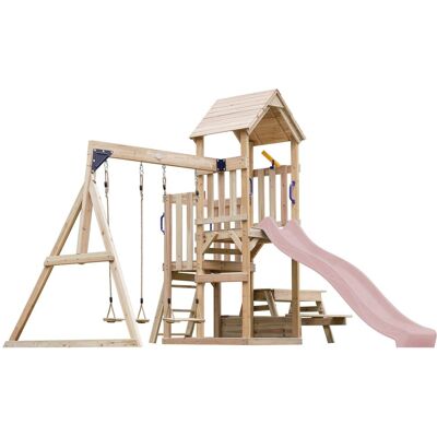 Axi Mette Aire De Jeux En Bois Avec 2 Balançoires, Toboggan Rose Pastel, Table De Pique Nique / Aire De Jeux Extérieur Avec Balançoires/ Bac À Sable/téléscope Portique Balançoire/jeux En Bois Extérieu - Publicité Axi Mette Aire De Jeux En Bois Avec 2 Balançoires, Toboggan Rose Pastel, Table De Pique Nique / Aire De Jeux Extérieur Avec Balançoires/ Bac À Sable/téléscope Portique Balançoire/jeux En Bois Extérieu - Publicité