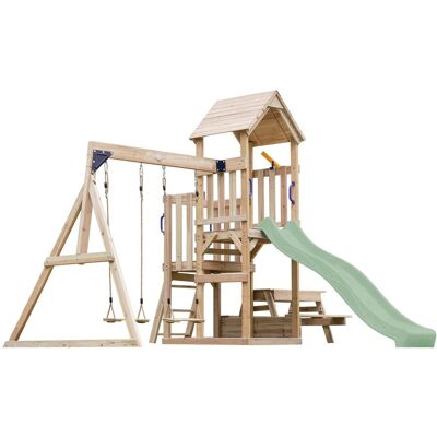 Axi Mette Aire De Jeux En Bois Avec 2 Balançoires, Toboggan Vert Pastel, Table De Pique Nique / Aire De Jeux Extérieur Avec Balançoires/ Bac À Sable/téléscope Portique Balançoire/jeux En Bois Extérieu - Publicité Axi Mette Aire De Jeux En Bois Avec 2 Balançoires, Toboggan Vert Pastel, Table De Pique Nique / Aire De Jeux Extérieur Avec Balançoires/ Bac À Sable/téléscope Portique Balançoire/jeux En Bois Extérieu - Publicité
