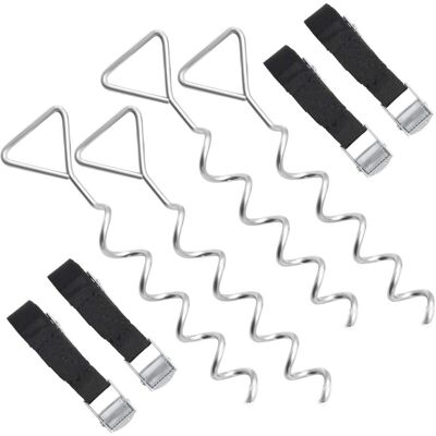 OEM Set D'Ancrage Pour Trampoline, Lot De 4, Ancrage Au Sol, Piquets D'Ancrage Spiralés, 4 Sardines Et 4 Sangles, Chevilles, Accessoire De Fixation Pour Balançoire, Argent Et Noir - Publicité OEM Set D'Ancrage Pour Trampoline, Lot De 4, Ancrage Au Sol, Piquets D'Ancrage Spiralés, 4 Sardines Et 4 Sangles, Chevilles, Accessoire De Fixation Pour Balançoire, Argent Et Noir - Publicité