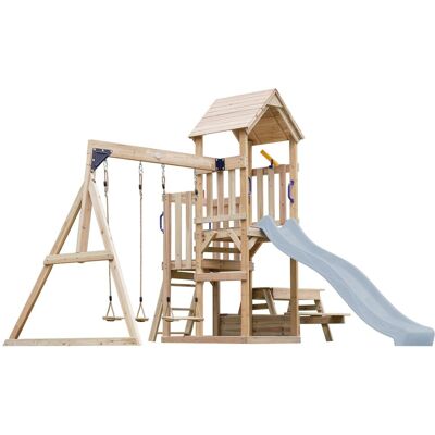 Axi Mette Aire De Jeux En Bois Avec 2 Balançoires, Toboggan Bleu Pastel, Table De Pique Nique / Aire De Jeux Extérieur Avec Balançoires/ Bac À Sable/téléscope Portique Balançoire/jeux En Bois Extérieu - Publicité Axi Mette Aire De Jeux En Bois Avec 2 Balançoires, Toboggan Bleu Pastel, Table De Pique Nique / Aire De Jeux Extérieur Avec Balançoires/ Bac À Sable/téléscope Portique Balançoire/jeux En Bois Extérieu - Publicité