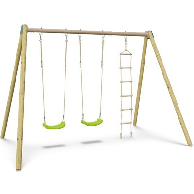 Balançoire Double Avec Echelle De Corde - Techwood Harmonie Blou Fun - Aléo By Trigano - Publicité Balançoire Double Avec Echelle De Corde - Techwood Harmonie Blou Fun - Aléo By Trigano - Publicité