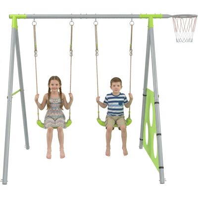 ARRIGONI Jeu Pour Enfants 3 En 1 Avec Balancoire Panier De Basket Et But De Foot 238x180x182 Cm - Publicité ARRIGONI Jeu Pour Enfants 3 En 1 Avec Balancoire Panier De Basket Et But De Foot 238x180x182 Cm - Publicité