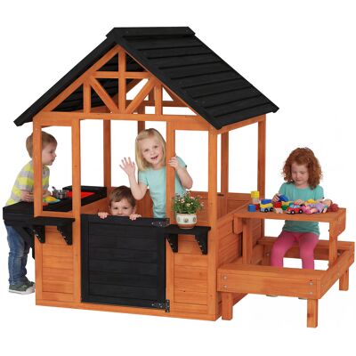 ARRIGONI Cabane Enfant Extérieur En Bois Maison Enfant Extérieure Table Bancs Évier Porte Fenêtre Supports De Fleurs Marron - Publicité ARRIGONI Cabane Enfant Extérieur En Bois Maison Enfant Extérieure Table Bancs Évier Porte Fenêtre Supports De Fleurs Marron - Publicité