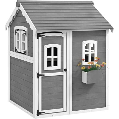 ARRIGONI Cabane Enfant Extérieur, Maison Enfant Extérieure, Avec Porte, Fenêtres, Bac À Plantes, Plancher - En Bois Gris - Publicité ARRIGONI Cabane Enfant Extérieur, Maison Enfant Extérieure, Avec Porte, Fenêtres, Bac À Plantes, Plancher - En Bois Gris - Publicité