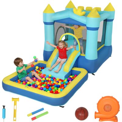OEM Château Gonflable Avec Souffleur, Toboggan, Trampoline, Pataugeoire/piscine À Balles, Pistolet À Eau, 364 X 173 X 182 Cm, Bleu - Publicité OEM Château Gonflable Avec Souffleur, Toboggan, Trampoline, Pataugeoire/piscine À Balles, Pistolet À Eau, 364 X 173 X 182 Cm, Bleu - Publicité