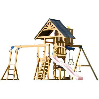 Axi Mitch Aire De Jeux En Bois Avec 2 Balançoires, Toboggan Rose Pastel / Extérieur, Bac À Sable, Trapèze/mur D'Escalade Portique - Publicité Axi Mitch Aire De Jeux En Bois Avec 2 Balançoires, Toboggan Rose Pastel / Extérieur, Bac À Sable, Trapèze/mur D'Escalade Portique - Publicité