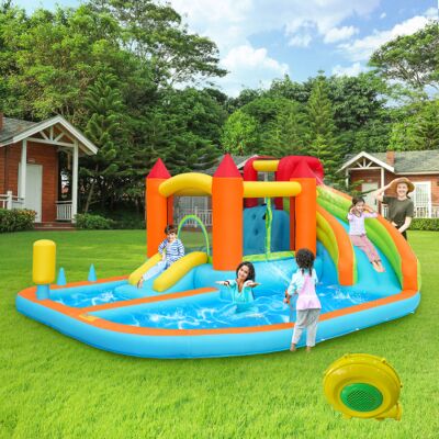 OEM Château Gonflable Extérieur Pour Enfants Avec Toboggan, Trampoline, Panier De Basket, Pistolets À Eau, 2 Piscines, Grand Et Petit Toboggan + Souffleur - Publicité OEM Château Gonflable Extérieur Pour Enfants Avec Toboggan, Trampoline, Panier De Basket, Pistolets À Eau, 2 Piscines, Grand Et Petit Toboggan + Souffleur - Publicité