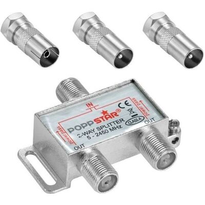 OEM Répartiteur D'Antenne Tv - Poppstar - 2 Sorties - 100db - 5-2450 Mhz - Adaptateur Iec Inclus - Publicité OEM Répartiteur D'Antenne Tv - Poppstar - 2 Sorties - 100db - 5-2450 Mhz - Adaptateur Iec Inclus - Publicité