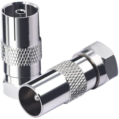 OEM Adaptateur Pour Antenne Tv (fiche F Vers Prise Coaxiale) – 2 Pièces - Publicité OEM Adaptateur Pour Antenne Tv (fiche F Vers Prise Coaxiale) – 2 Pièces - Publicité