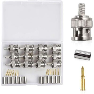 SCORPIO Lot De 12 Connecteurs Bnc Rg58 Mâles À Sertir Avec Boîte De Rangement, Compatible Avec Câble Coaxial Rg58 Pour Antennes, Appareils Lan Sans Fil, Câble Coaxial, Wi-fi, Radios, Antenne Externe - Publicité SCORPIO Lot De 12 Connecteurs Bnc Rg58 Mâles À Sertir Avec Boîte De Rangement, Compatible Avec Câble Coaxial Rg58 Pour Antennes, Appareils Lan Sans Fil, Câble Coaxial, Wi-fi, Radios, Antenne Externe - Publicité
