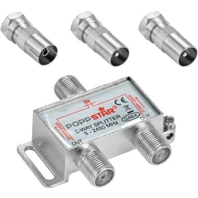 OEM Répartiteur D'Antenne Tv - Poppstar - 2 Sorties - 100db - 5-2450 Mhz - Adaptateur Iec Inclus - Publicité OEM Répartiteur D'Antenne Tv - Poppstar - 2 Sorties - 100db - 5-2450 Mhz - Adaptateur Iec Inclus - Publicité