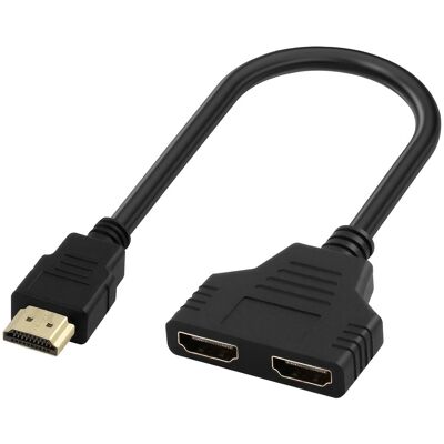 OEM 1 Adaptateur Répartiteur Hdmi, 1 Vers 2 Sorties, Câble 30cm, Plaquage Or 24k, Full Hd 1080p, Pour Tv Pc Projecteur - Publicité OEM 1 Adaptateur Répartiteur Hdmi, 1 Vers 2 Sorties, Câble 30cm, Plaquage Or 24k, Full Hd 1080p, Pour Tv Pc Projecteur - Publicité