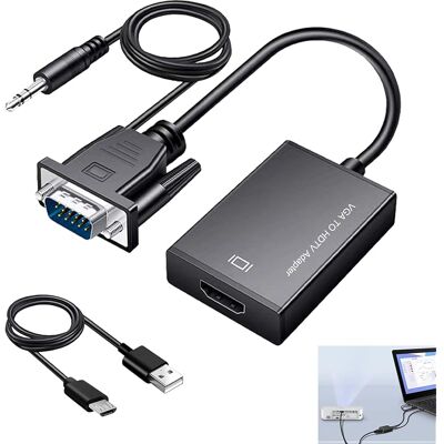 SANS MARQUE Adaptateur Vga Vers Hdmi, 1080p Convertisseur Vga Mâle Vers Hdmi Femelle Avec Audio, Câble Unidirectionnel Pour Ordinateur Portable, Moniteur, Projecteur, Pc Vers Tv Hd, Compatible Audio 3,5mm + Usb - Publicité SANS MARQUE Adaptateur Vga Vers Hdmi, 1080p Convertisseur Vga Mâle Vers Hdmi Femelle Avec Audio, Câble Unidirectionnel Pour Ordinateur Portable, Moniteur, Projecteur, Pc Vers Tv Hd, Compatible Audio 3,5mm + Usb - Publicité