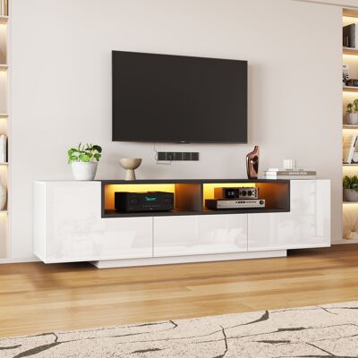OEM Meuble Tv, 180x40x48 Cm, Meuble Bas Avec Éclairage Led, Adapté Aux Téléviseurs De 75 Pouces, Blanc Et Noir. Publicité OEM Meuble Tv, 180x40x48 Cm, Meuble Bas Avec Éclairage Led, Adapté Aux Téléviseurs De 75 Pouces, Blanc Et Noir. Publicité