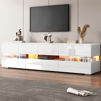 OEM Console Tv Brillante Blanche Led Insert Acrylique Adapté Télévision 70 Pouces - Publicité OEM Console Tv Brillante Blanche Led Insert Acrylique Adapté Télévision 70 Pouces - Publicité