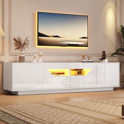 OEM Console Tv Blanche Led Multi Rangements Adapté Télévision 75 Pouces - Publicité OEM Console Tv Blanche Led Multi Rangements Adapté Télévision 75 Pouces - Publicité