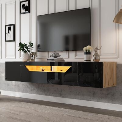 OEM Meuble Tv 180 X 37 X 36 Cm Avec 3 Compartiments De Rangement, Meuble Bas Mural Suspendu, Finition Laquée Brillante Avec Éclairage Led, Table Tv, Compatible Avec Les Téléviseurs Jusqu'à 75 Pouces, Colo - Publicité OEM Meuble Tv 180 X 37 X 36 Cm Avec 3 Compartiments De Rangement, Meuble Bas Mural Suspendu, Finition Laquée Brillante Avec Éclairage Led, Table Tv, Compatible Avec Les Téléviseurs Jusqu'à 75 Pouces, Colo - Publicité