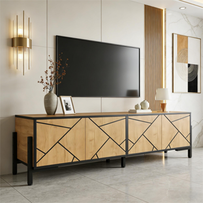 OEM Console Tv Design Géométrique 4 Portes Salon Adapté Télévision 65 Pouces - Publicité OEM Console Tv Design Géométrique 4 Portes Salon Adapté Télévision 65 Pouces - Publicité