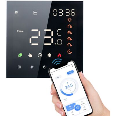 MOXIE Sjlerst Thermostat Wifi Intelligent, Commande Vocale, Écran Lcd Programmable Numérique 3a, Écran Tactile, Thermostat De Chauffage Par Le Sol, Thermostat Mural De Chauffage De L'Eau - Publicité MOXIE Sjlerst Thermostat Wifi Intelligent, Commande Vocale, Écran Lcd Programmable Numérique 3a, Écran Tactile, Thermostat De Chauffage Par Le Sol, Thermostat Mural De Chauffage De L'Eau - Publicité