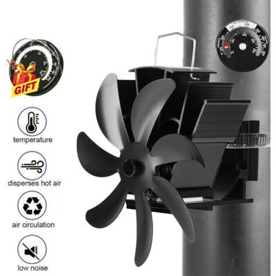 ABYSSE Ventilateur De Poêle À 7 Lames Avec Thermometre, Ventilateur De Cheminée Noir Pour Poêle À Bois À Bûches, Pour La Maison, Silencieux, À Économie De Carburant Alimentées Par La Chaleur - Publicité ABYSSE Ventilateur De Poêle À 7 Lames Avec Thermometre, Ventilateur De Cheminée Noir Pour Poêle À Bois À Bûches, Pour La Maison, Silencieux, À Économie De Carburant Alimentées Par La Chaleur - Publicité