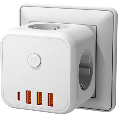 OEM Adaptateur D'Alimentation 7 En 1, Mufa De Conversion Prix Cub Magic, 3 Prises (4000 W), 3 Usb, 1 Embout C, Avec Commutateur, Alb - Publicité OEM Adaptateur D'Alimentation 7 En 1, Mufa De Conversion Prix Cub Magic, 3 Prises (4000 W), 3 Usb, 1 Embout C, Avec Commutateur, Alb - Publicité