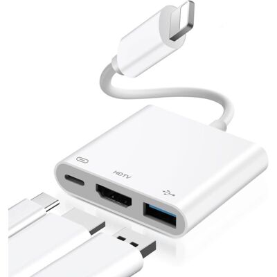 Zanussi Adaptateur Hdmi Otg Pour Iphone, Adaptateur Hdmi Av Numérique 1080p Avec Prise Usb Et Port De Charge, Compatible Avec Iphone 14131211xsxrx876, Compatible Avec Clé Usb Et Clavier Midi - Publicité Zanussi Adaptateur Hdmi Otg Pour Iphone, Adaptateur Hdmi Av Numérique 1080p Avec Prise Usb Et Port De Charge, Compatible Avec Iphone 14131211xsxrx876, Compatible Avec Clé Usb Et Clavier Midi - Publicité