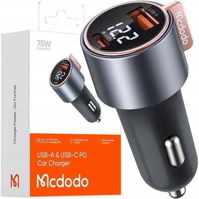 OEM Chargeur De Voiture Rapide Et Puissant Mcdodo Avec 2 Ports Usb-c Et Indicateur Led De Puissance 75 W - Publicité OEM Chargeur De Voiture Rapide Et Puissant Mcdodo Avec 2 Ports Usb-c Et Indicateur Led De Puissance 75 W - Publicité