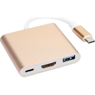 Zanussi Adaptateur Convertisseur Usb-c Vers Hdmi 3 En 1 Portable Et Multifonctionnel Avec Boîtier En Métal (doré) - Publicité Zanussi Adaptateur Convertisseur Usb-c Vers Hdmi 3 En 1 Portable Et Multifonctionnel Avec Boîtier En Métal (doré) - Publicité