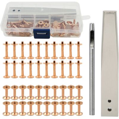 TOOLTEK Jeffergarden Kit De Bavures De Rivets En Cuivre, Rivets En Cuivre Avec Setters, Goujons Antirouille, Outil D'Artisanat Cuir Bricolage Pour Sac À Vêtements, Ceinture Style C - Publicité TOOLTEK Jeffergarden Kit De Bavures De Rivets En Cuivre, Rivets En Cuivre Avec Setters, Goujons Antirouille, Outil D'Artisanat Cuir Bricolage Pour Sac À Vêtements, Ceinture Style C - Publicité