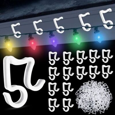OEM 100 Pcs Crochet De Lumière De Noël, Crochets De Gouttière De Toit Extérieurs, Plastique Clips De Lumière De Noël Pour Lumières Décoratives Bardeau De Gouttière - Blanc - Publicité OEM 100 Pcs Crochet De Lumière De Noël, Crochets De Gouttière De Toit Extérieurs, Plastique Clips De Lumière De Noël Pour Lumières Décoratives Bardeau De Gouttière - Blanc - Publicité