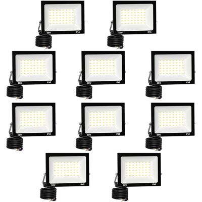 OEM 10 Pack Projecteur Led Extérieur 50w 5000 Lúmenes 6500k Lumière Blanche Froide Spot Led Eclairage Ip65 Étanche Projecteur Extérieur Eclairage De Sécurité Floodlight Pour Resistente - Publicité OEM 10 Pack Projecteur Led Extérieur 50w 5000 Lúmenes 6500k Lumière Blanche Froide Spot Led Eclairage Ip65 Étanche Projecteur Extérieur Eclairage De Sécurité Floodlight Pour Resistente - Publicité
