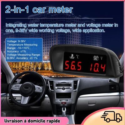 OEM Dilwe Gauge De Température D'Eau Et Voltmètre De Voiture 2 En 1 Led Avec Alarme - Publicité OEM Dilwe Gauge De Température D'Eau Et Voltmètre De Voiture 2 En 1 Led Avec Alarme - Publicité