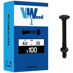 100 boulons trcc 6 x 55mm zingué noir Viswood - Publicité 100 boulons trcc 6 x 55mm zingué noir Viswood - Publicité