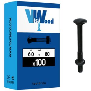 100 boulons trcc 6 x 80mm zingué noir Viswood - Publicité 100 boulons trcc 6 x 80mm zingué noir Viswood - Publicité