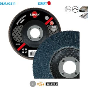 Leman - Boite de 10 disques à lamelles zirconium pour métal Expert ø 125 Grain 80 Alésage 22,23mm Bombé - Publicité Leman - Boite de 10 disques à lamelles zirconium pour métal Expert ø 125 Grain 80 Alésage 22,23mm Bombé - Publicité