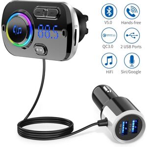 IKODM Transmetteur fm Bluetooth 5.0 Adaptateur Radio sans Fil Kit de Voiture Mains Libres, QC3.0 et 5V/2.4A Chargeur Rapid Voiture 2 Ports usb Lumière - Publicité IKODM Transmetteur fm Bluetooth 5.0 Adaptateur Radio sans Fil Kit de Voiture Mains Libres, QC3.0 et 5V/2.4A Chargeur Rapid Voiture 2 Ports usb Lumière - Publicité
