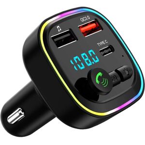 Transmetteur FM Bluetooth Voiture, Allume Cigare Bluetooth Kit MP3 sans Fil à Charge Rapide QC3.0, 2 Ports USB et 1 Port Type-C, Appels Mains Libres, - Publicité Transmetteur FM Bluetooth Voiture, Allume Cigare Bluetooth Kit MP3 sans Fil à Charge Rapide QC3.0, 2 Ports USB et 1 Port Type-C, Appels Mains Libres, - Publicité