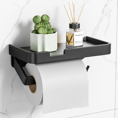 Generic Porte Papier Toilette Mural Avec Tablette, Support Papier Toilette À Fixation Adhésive Ou À Visser,imperméable Et Robuste - Noir Mat - Publicité Generic Porte Papier Toilette Mural Avec Tablette, Support Papier Toilette À Fixation Adhésive Ou À Visser,imperméable Et Robuste - Noir Mat - Publicité