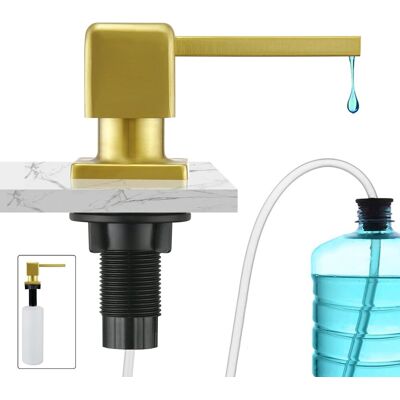 GRASSLIN Distributeur De Savon Encastrable, Distributeur Savon Liquide Encastrable Avec Bouteille 500ml Et Ensemble De Rallonge De 1,0 M, Distributeur Savon Evier Cuisine Rotatif À 360°,or'or(carrée)'or(carrée - Publicité GRASSLIN Distributeur De Savon Encastrable, Distributeur Savon Liquide Encastrable Avec Bouteille 500ml Et Ensemble De Rallonge De 1,0 M, Distributeur Savon Evier Cuisine Rotatif À 360°,or'or(carrée)'or(carrée - Publicité