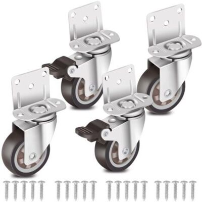 URSUS Lot De 4 Roulettes Latérales En Caoutchouc En Forme De L De 5 Cm Pour Meubles, Lit Bébé, Cuisine, Armoire, Table - Publicité URSUS Lot De 4 Roulettes Latérales En Caoutchouc En Forme De L De 5 Cm Pour Meubles, Lit Bébé, Cuisine, Armoire, Table - Publicité