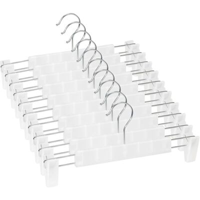 Melissa Lot De 10 Cintres Porte-jupes, Cintres Pour Pantalon, Avec 2 Pinces Antidérapants Et Réglables, Pour Pantalons Suspendus, Chaussettes, Jupes - Translucides - Publicité Melissa Lot De 10 Cintres Porte-jupes, Cintres Pour Pantalon, Avec 2 Pinces Antidérapants Et Réglables, Pour Pantalons Suspendus, Chaussettes, Jupes - Translucides - Publicité